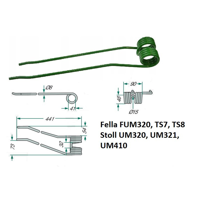 Palec zgrabiarki 441/92/41 fi8,0 mm, prawy, pasuje do Fella