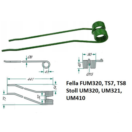Palec zgrabiarki 441/92/41 fi8,0 mm, prawy, pasuje do Fella