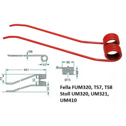 Palec zgrabiarki 441/92/41 fi8,0 mm, lewy, pasuje do Fella