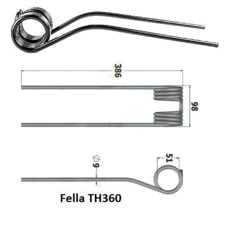 Palec przetrząsacza 386/95/52 fi9,0 mm,  488072 / 150296