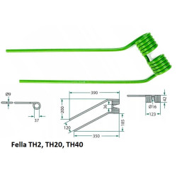 Palec przetrząsacza 390/123/39 fi9,0 mm, prawy, pasuje do Fella