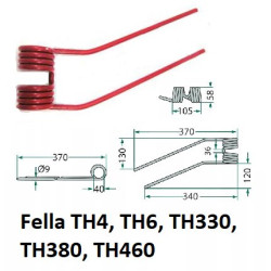 Palec przetrząsacza 370/105/40 fi9,0 mm, lewy, pasuje do Fella