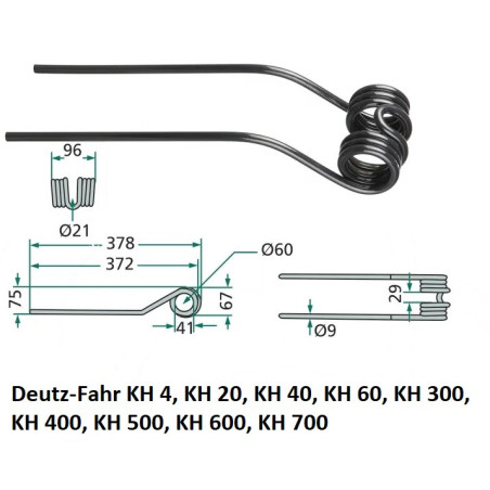 Palec, ząb zgrabiarki 378/96/41 fi9,0 mm, oryginał Deutz-Fahr VF06580456 Deutz Fahr 9006580456009