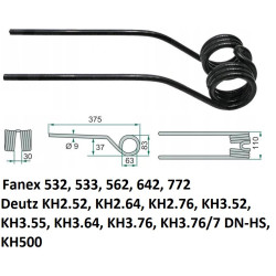 Palec zgrabiarki 375/104/51 fi10 mm, pasuje do Deutz-Fahr 10 szt. (czarno-niebieski) 