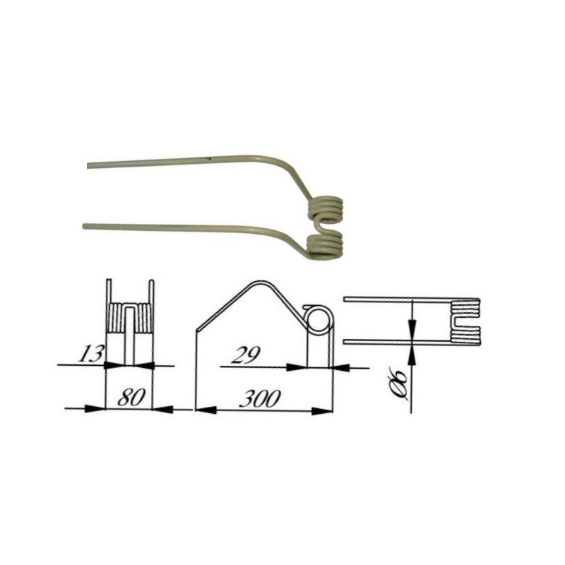 Palec zgrabiarki 300/80/29 fi6,0 mm, pasuje do Deutz-Fahr (1000900110110)