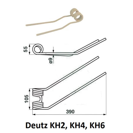 Palec, ząb zgrabiarki 400/100/35 fi8,0 mm, oryginał Deutz-Fahr VF06229777 Deutz Fahr 8716106973156