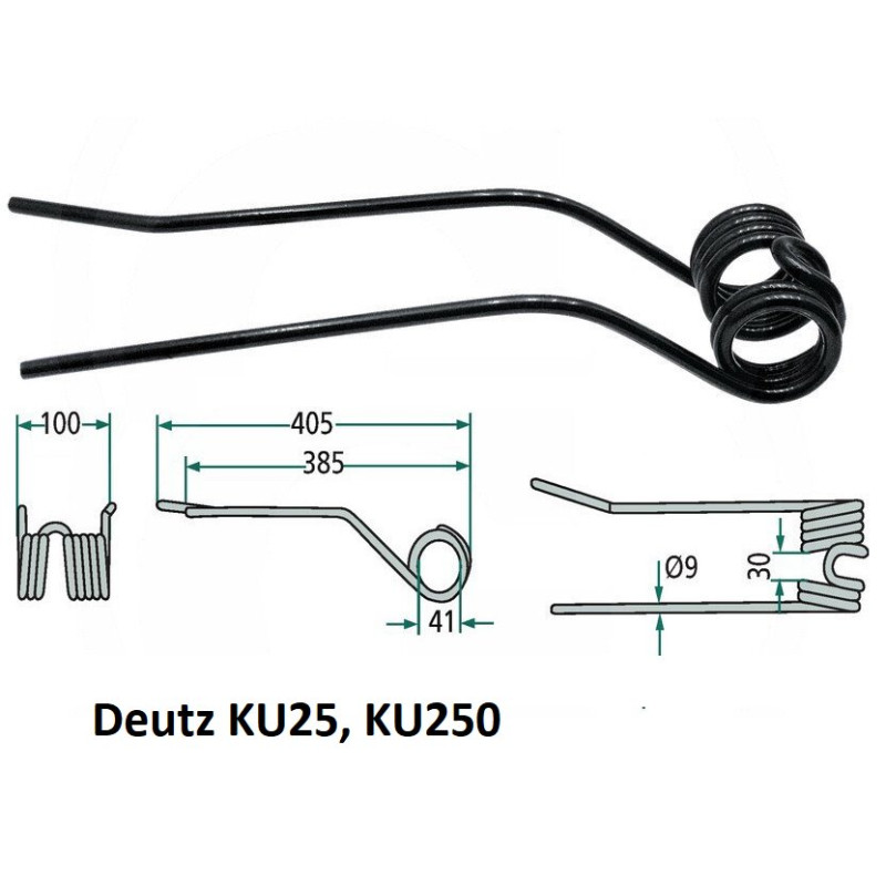 Palec zgrabiarki 405/92/41 fi9,0 mm, prawy pasuje do Deutz-Fahr 16502742