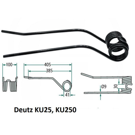 Palec zgrabiarki 405/92/41 fi9,0 mm, prawy pasuje do Deutz-Fahr 16502742