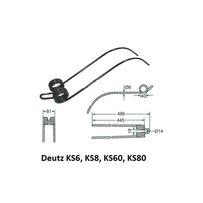 Palec zgrabiarki 486/81/40 fi8,0 mm, pasuje do Deutz-Fahr (0658025986)