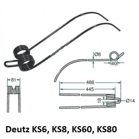 Palec zgrabiarki 486/81/40 fi8,0 mm, pasuje do Deutz-Fahr (0658025986)