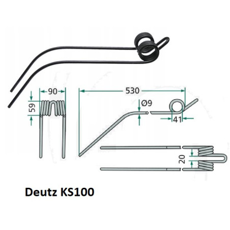 Palec, ząb zgrabiarki 530/90/41 fi9,0 mm, oryginał Deutz-Fahr VF06581134 Deutz Fahr 9006581134005