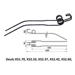 Palec, ząb zgrabiarki 630/93/40 fi9,0 mm, oryginał Deutz-Fahr VF16504331 Deutz Fahr 9016504331008
