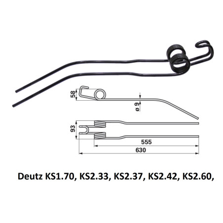 Palec, ząb zgrabiarki 630/93/40 fi9,0 mm, oryginał Deutz-Fahr VF16504331 Deutz Fahr 9016504331008