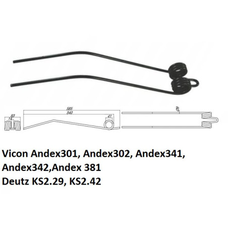 Palec zgrabiarki 858/93/41 fi9,0 mm, pasuje do Deutz-Fahr (1660042086)
