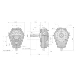 Multiplikator 1:3,8 -BG-2-1:3,8 z wałkiem 1i3/8" Z6, Z14 25x22