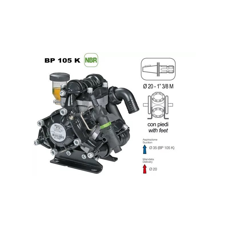 Pompa przeponowa BP 105K Comet 104l/min, 1i3/8" Z6 - 6102100100