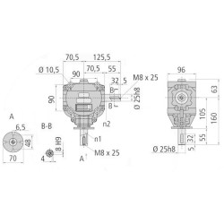 Przekładnia L 1:1 fi25mm/fi25mm B&P Bondioli&Pavesi