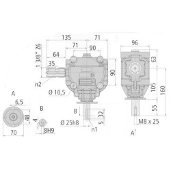 Przekładnia L 2,78:1 fi25mm/1i3/8"Z6 B&P Bondioli&Pavesi