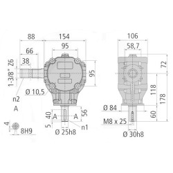Przekładnia L 2,78:1 fi25mm/1i3/8"Z6 B&P Bondioli&Pavesi