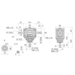 Przekładnia T 1:1 fi25mm/fi25mm/fi25mm B&P Bondioli&Pavesi