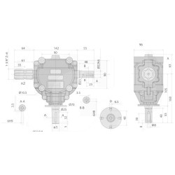 Przekładnia T 1,9:1 fi25mm/1i3/8"Z6/fi25mm B&P  Bondioli&Pavesi