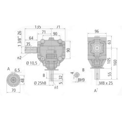 Przekładnia L 2,78:1 fi25mm/1i3/8"Z6 B&P Bondioli&Pavesi