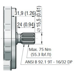 Redukcja łącznika zew. Z18(Din5482 35x31) wew. Z9(ASIN 16/32"DP) L40mm