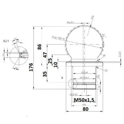 Kula 80 mm z nakrętką RO71177 Rockinger