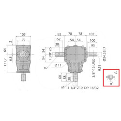 Przekładnia T 1:1 1i1/4"Z19/1i3/8"Z6/34,92mm GR