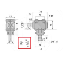 Przekładnia L 1:1 1i3/8"Z6/fi25mm GR