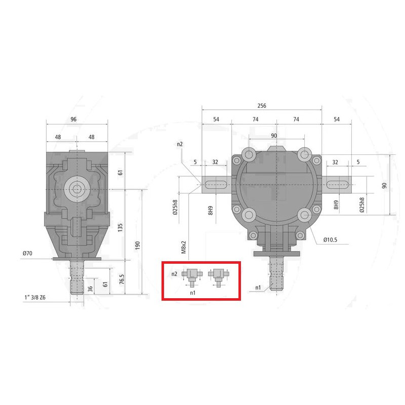 Przekładnia T 1:1 1i3/8"Z6/fi25mm/fi25mm GR