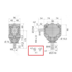Przekładnia L 1:1 fi25mm/fi25mm GR