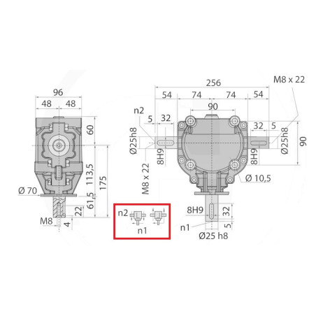 Przekładnia T 1:1,9 fi25mm/fi25mm/fi25mm GR