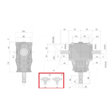 Przekładnia T 1:1,84 1i3/8"Z6/fi30mm/fi30mm GR