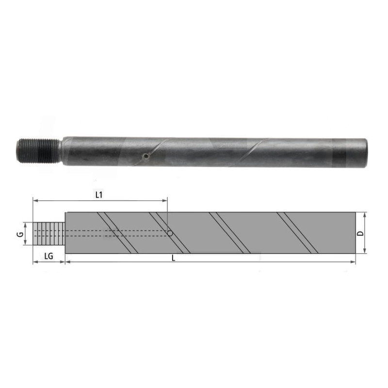 Sworzeń gwintowany 40x300xM27x2 smarowany