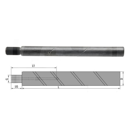 Sworzeń gwintowany 45x350xM42x3 smarowany