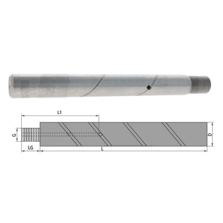 Sworzeń gwintowany 55x400xM42x3 smarowany 42CrMo4
