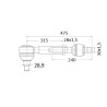 Drążek kierowniczy stożek-28,9/32,4, M30x1,5R L-475mm, 