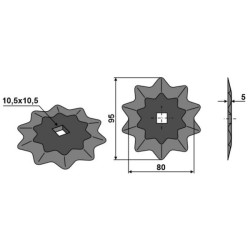 Nóż paszowozu, okrągły Ø 95x5 mm powlekana warstwą wolframowo-karbidową