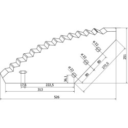Nóż paszowozu 528x274x6 mm Ø 22 mm z węglikiem