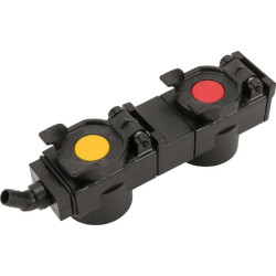 Pokrywa z ociekaczem oleju, podwójna, żółta/czerwona, rozstaw 82 mm 45°
