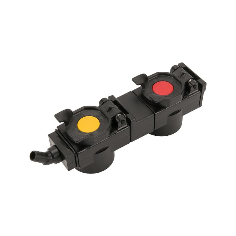 Pokrywa z ociekaczem oleju, podwójna, żółta/czerwona, rozstaw 82 mm 45°
