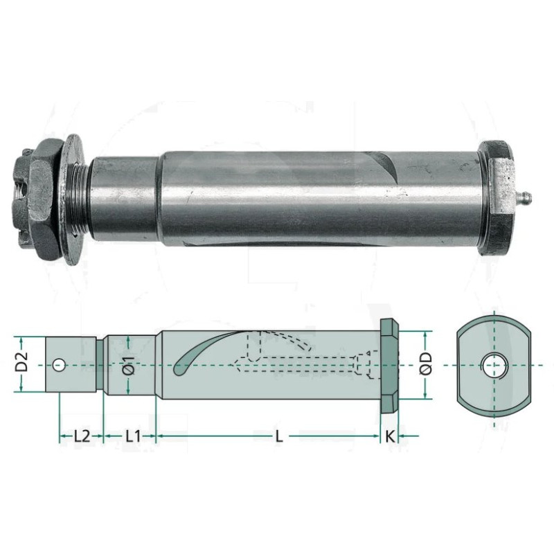 Sworzeń E11 fi30x131,5 fi26x29 M24x1,5 -resoru, dyszla
