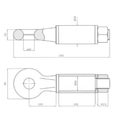 Ucho zaczepu, obrotowe E701, 45 mm L-343 4 t
