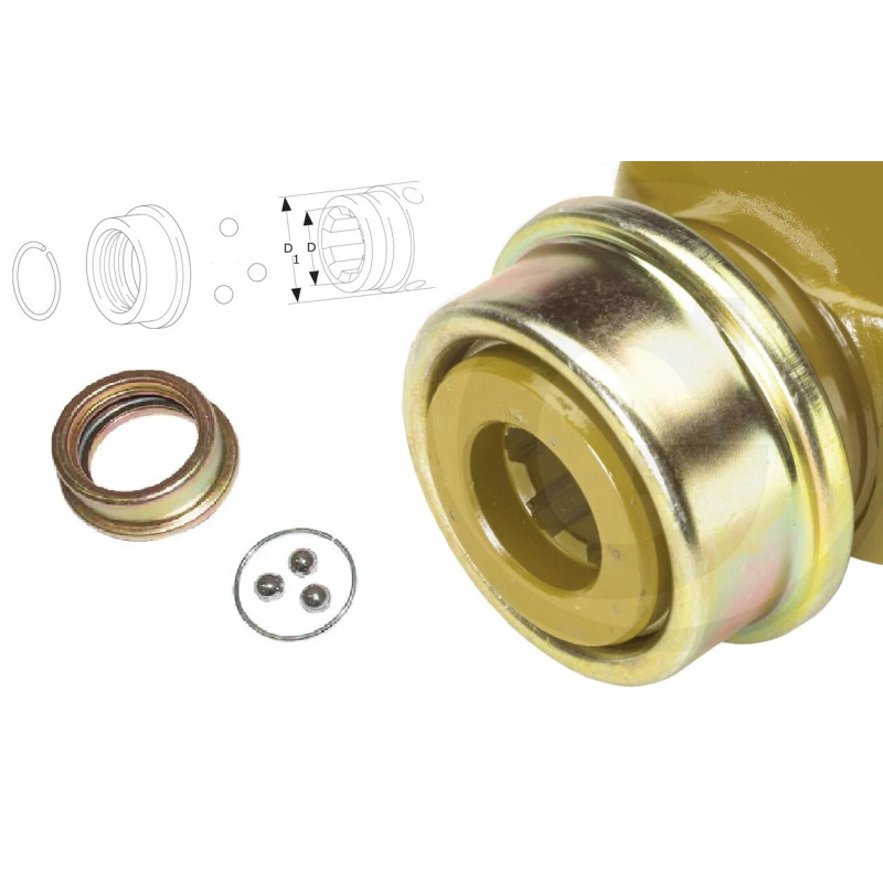 Zabezpieczenie widłaka Walterscheid ASG - D1-54mm, 1i3/8" Z6, 1i3/8" Z21