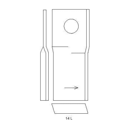 Nożyk kosiarki lewy 94 x 40 x 3mm gat Ø 19mm Kramp