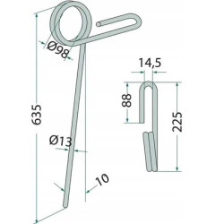 Palec zagarniający Kockerling 13 mm, 540 mm