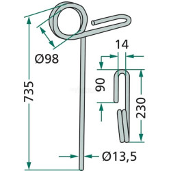 Palec zagarniający Kockerling 13 mm, 600 mm