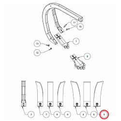 Osłona grządzieli, lewa 100 mm Knock-on Grubber HM