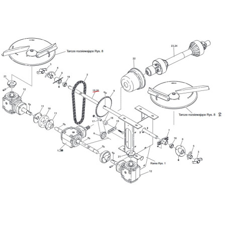 Wałek nagarniacza długi L-1120 MX2100-3000